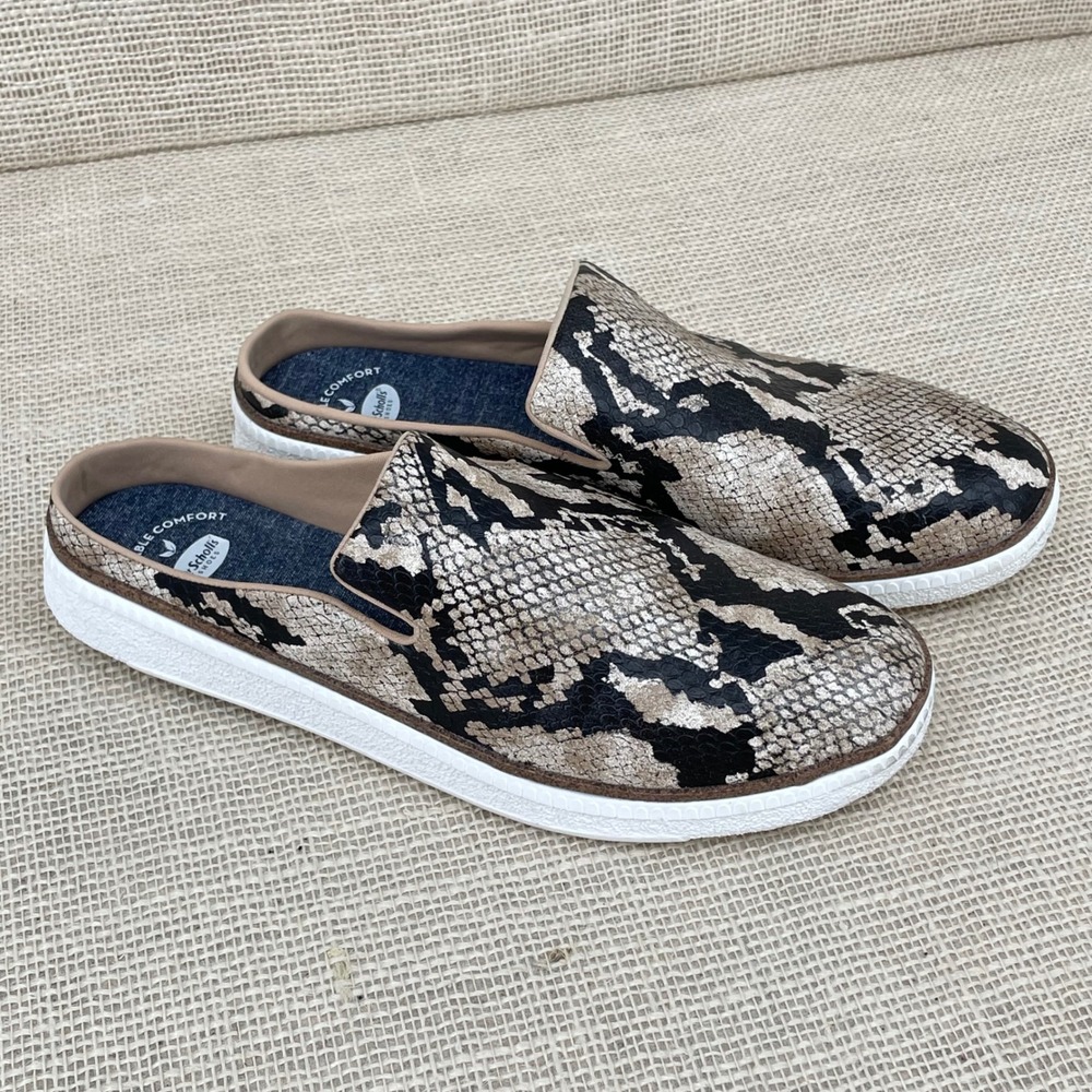 Dr. Scholls Sink In Mule Sneakers Womens 8.5M Snakeskin Print Slip On Backless